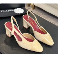 Trendy Design Chanel Suede & Patent Leather Slingbacks Pump 6.5cm Heel CH072736 Beige 2026