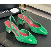 Most Popular Chanel Suede & Patent Leather Slingbacks Pump 6.5cm Heel CH072735 Green 2026