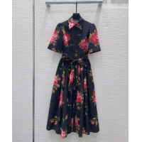 Famous Brand Dolce & Gabbana Printed Cotton Dress DG042302 Black 2026