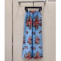 New Fashion Dolce & Gabbana Printed Silk Pants DG042302 Blue 2026