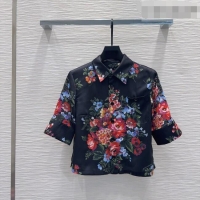 Well Crafted Dolce & Gabbana Printed Silk Short Shirt DG042302 Black 2026