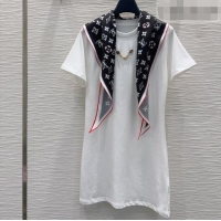 Best Quality Louis Vuitton Cotton Dress with Scarf LV42109 White 2026