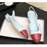 Big Enough Chanel Crocodile Pattern Calfskin & Patent Leather Slingbacks Flat CH072744 Light Blue/Burgundy 2026