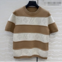 Big Discount Louis Vuitton Monogram Wool & Cashmere Short-sleeved Sweater LV041404 Brown 2026