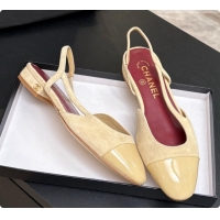 Durable Chanel Suede & Patent Leather Slingbacks Flat CH072745 Beige 2026