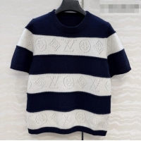 Inexpensive Louis Vuitton Monogram Wool & Cashmere Short-sleeved Sweater LV041405 Deep Blue 2026