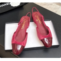 Good Quality Chanel Suede & Patent Leather Slingbacks Flat CH072746 Burgundy 2026