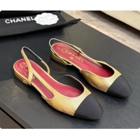 Pretty Style Chanel Gold Leather Slingbacks Flat CH072750 2026