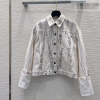 Shop Discount Louis Vuitton Printed Cotton Jacket LV042301 White 2026