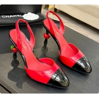 Luxury Cheap Chanel Lambskin & Patent Leather Slingbacks G47469 Red 2026