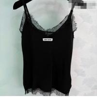 Super Quality Miu Miu Wool Blend Knit and Lace Vest MM032301 Black 2026