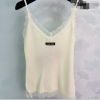 Low Cost Miu Miu Wool Blend Knit and Lace Vest MM032301 White 2026