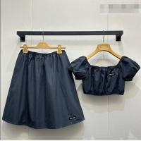 Luxury Cheap Miu Miu Short Shirt and Skirt Set MM032308 Black 2026