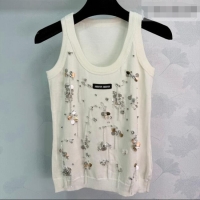 Discount Miu Miu Wool Knit Vest with Sequins Charm MM032312 White 2026