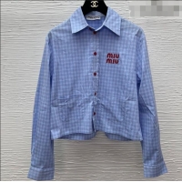 Unique Discount Miu Miu Plaid Shirt MM122522 Blue/Red 2026