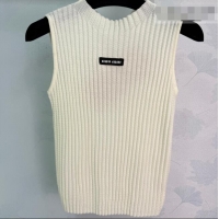 Shop Discount Miu Miu Wool Knit Vest MM032306 White 2026