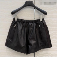 Best Quality Miu Miu Lambskin Leather Shorts MM032309 Black 2026