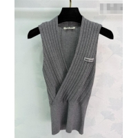 Best Quality Miu Miu Wool Knit Vest MM032310 Grey 2026