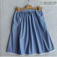 Reasonable Price Miu Miu Cotton Plaid Skirt MM032313 Light Blue 2026