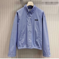 Big Discount Miu Miu Cotton Plaid Shirt MM032314 Light Blue 2026