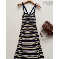 Buy Discount Miu Miu Knit Long Dress 0323 White/Blue/Yellow 2026