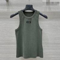 Best Quality Miu Miu Cotton Knit Vest MM032318 Green 2026
