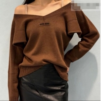 Top Design Miu Miu Knit One-Shoulder Sweater 0323 Brown 2026