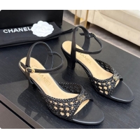 Luxury Chanel Weave Leather Sandals CH0727103 Black 2026