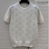 Reasonable Price Miu Miu Knit Short-sleeved Sweater M041406 Beige 2026
