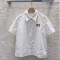 Low Price Miu Miu Cotton & Lace Shirt M42120 White 2026