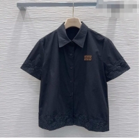 Grade Quality Miu Miu Cotton & Lace Shirt M42121 Black 2026
