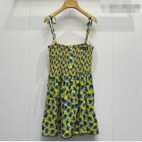 Free Shipping Discount Miu Miu Printed Silk Dress MM042003 Yellow 2026