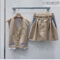 Classic Promotional Miu Miu Vest and Skirt Set 0421 Beige 2026