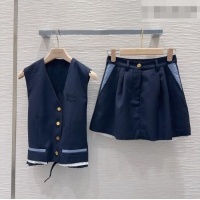 Market Sells Discount Miu Miu Vest and Skirt Set 0421 Blue 2026