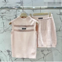 Buy New Cheap Miu Miu Wool Knit Vest and Skirt Set 0420 Pink 2026