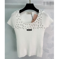 Good Taste Miu Miu Knit Shirt with Strass MM042112 White 2026