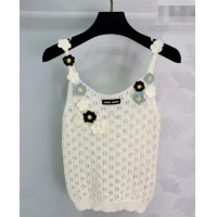 Good Discount Miu Miu Wool Knit Bloom Vest MM042125 White 2026