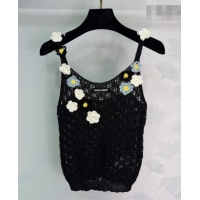 Buy Classic Miu Miu Wool Knit Bloom Vest MM042125 Black 2026