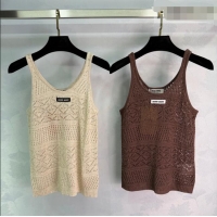 Good Looking Miu Miu Knit Vest MM042130 Beige/Brown 2026