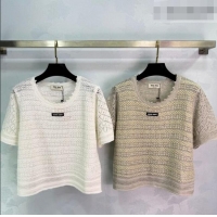 Grade Quality Miu Miu Crochet T-Shirt MM042131 Beige/White 2026