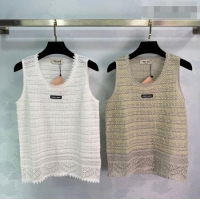 Luxury Cheap Miu Miu Crochet Vest MM042131 Beige/White 2026
