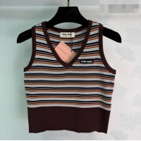 Best Price Discount Miu Miu Striped Vest MM042204 Brown 2026