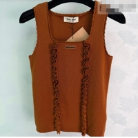 Crafted Discount Miu Miu Wool Vest with Ruffles MM042207 Brown 2026