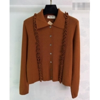 Fashion Cheap Miu Miu Wool Cardigan with Ruffles MM042209 Brown 2026