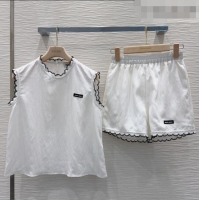 Buy Fashionable Miu Miu Vest and Shorts Set MM042228 White 2026