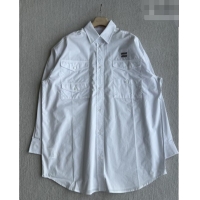 Top Design Miu Miu Cotton Oversized Shirt MM042224 White 2026