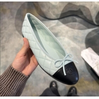 Promotional Chanel Lambskin Quilted CC Cap Toe Ballerina Flats CH5420 Light Blue 2026
