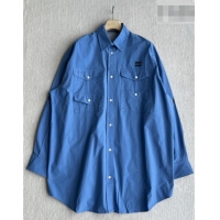 Fashion Inexpensive Miu Miu Cotton Oversized Shirt MM042224 Blue 2026