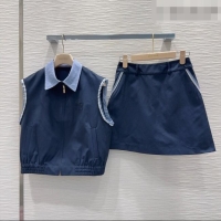 Hot Sell Cheap Miu Miu Vest and Mini Skirt Set MM042238 Blue 2026