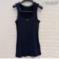 Grade Discount Miu Miu Cotton Knit Vest with Lace Trim MM042323 Blue 2026
